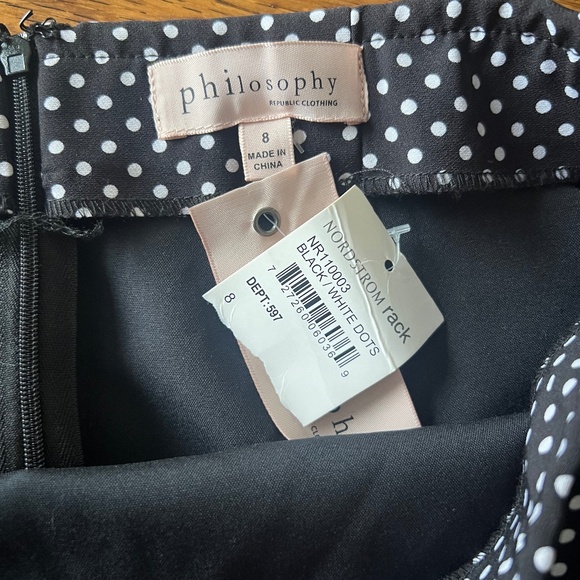 NWT Philosophy Black/White Dot Pencil Skirt Size 8 - Picture 2 of 4